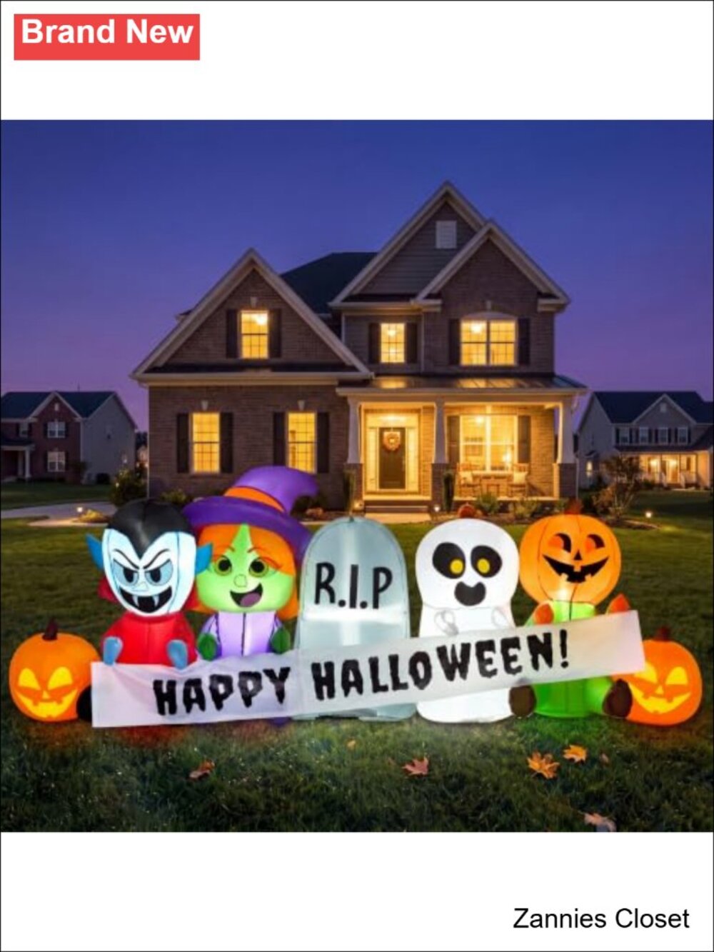 👻 8 FT Halloween Inflatable Pumpkin Ghost Vampire Witch Tombstone LED Yard